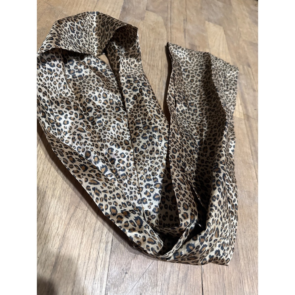 Leopard Print Infinity Scarf Silky Brown Tan Animal Print Loop Scarf